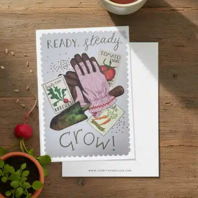 Spring Gardening Days Ready Steady Grow Notecard Square