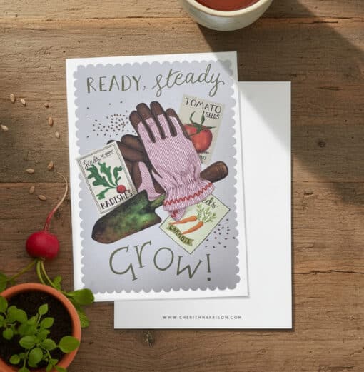 Spring Gardening Days Ready Steady Grow Notecard Square