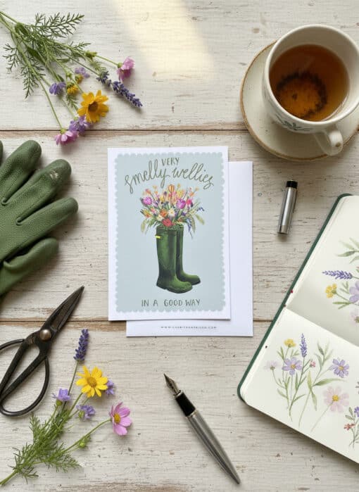 Spring Gardening Days Smelly Wellies Notecard