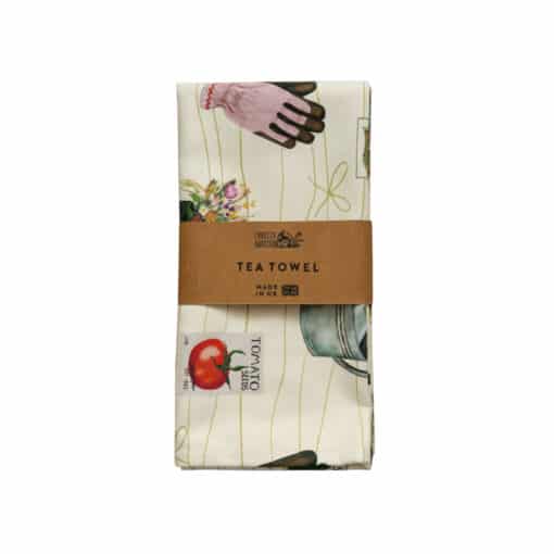 Spring Gardening Repeat Pattern Tea Towel in Packaging