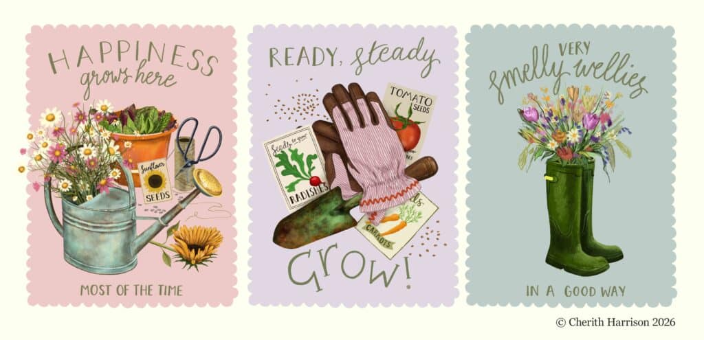 Gardening Illustrations for Spring Planting in UK